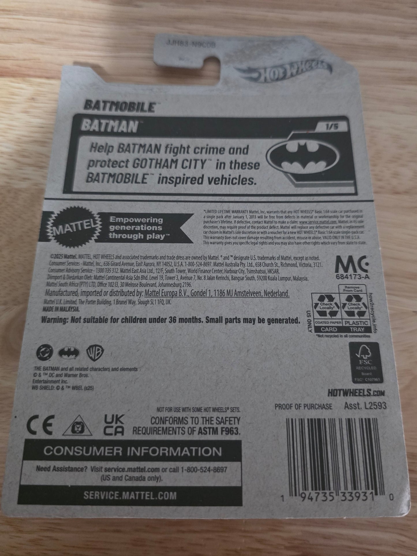Hot Wheels Batmobile Batman 2026 Mainline 4/250 New