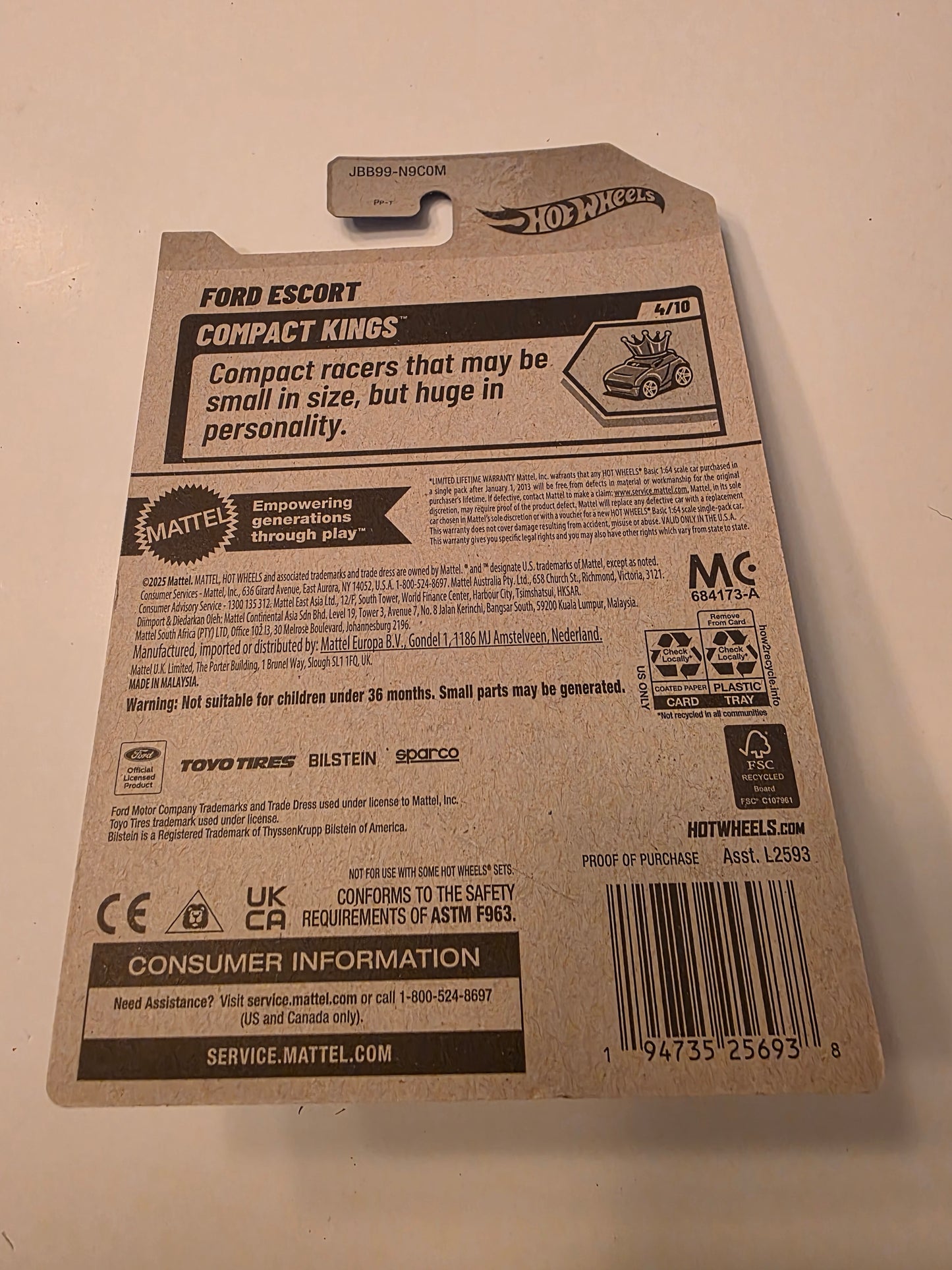 Hot Wheels Ford Escort Purple 2025 Mainline Compact Kings 113/250 New