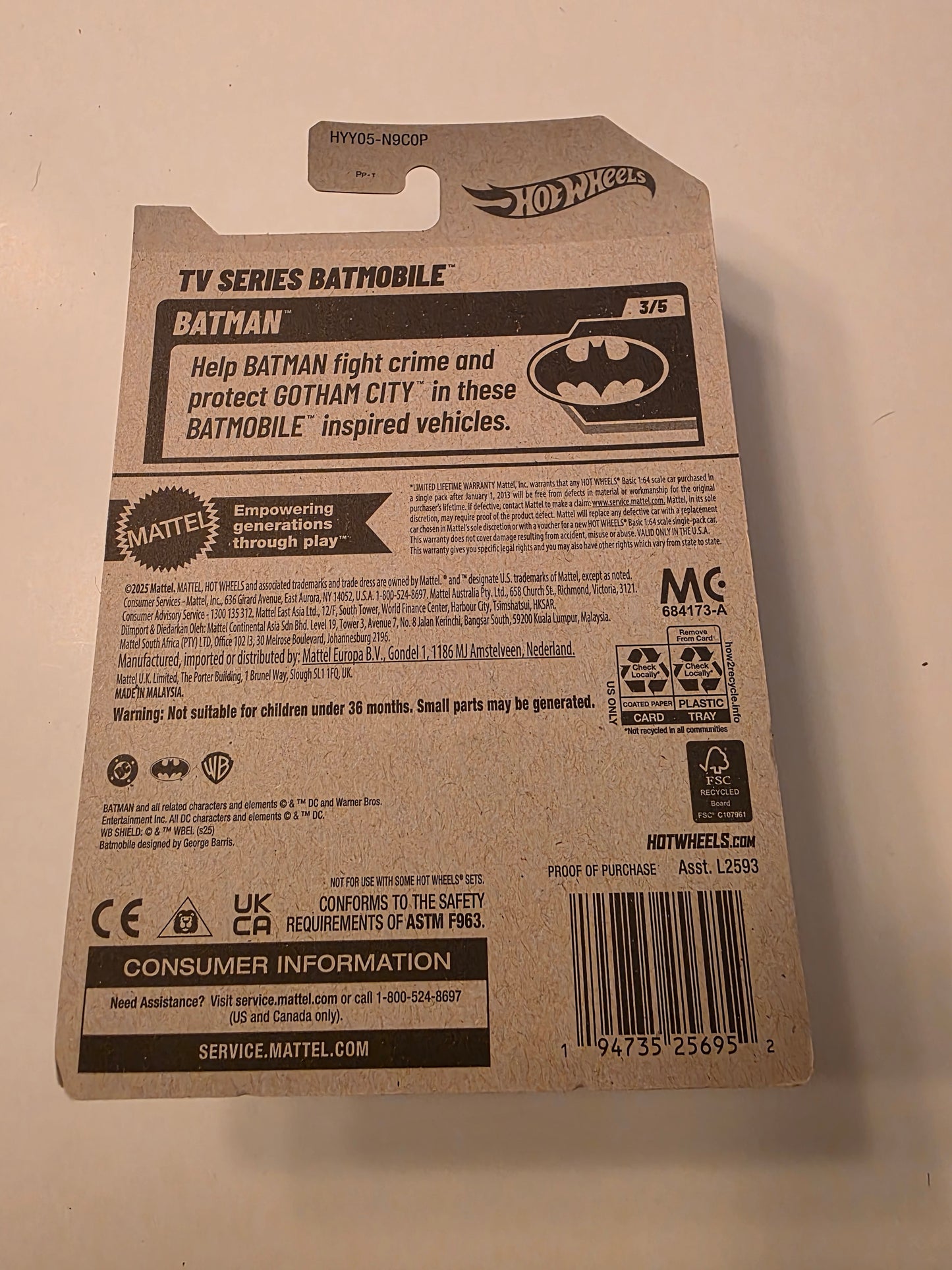 Hot Wheels TV Series Batmobile | Batman 3/5 | 103/250 | 2025 | Showcase Ready