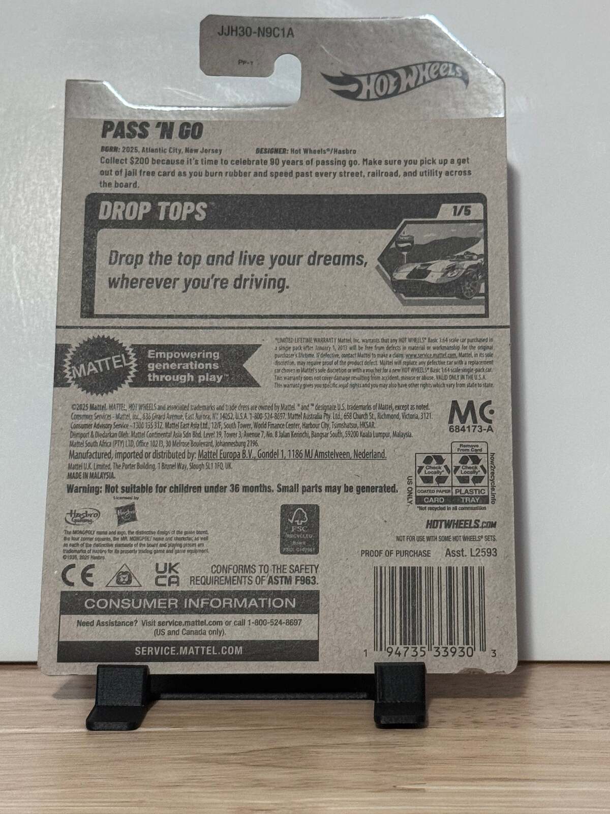 Hot Wheels Pass 'N Go | Monopoly Red & White | Drop Tops 1/5 | 5/250 | 2026