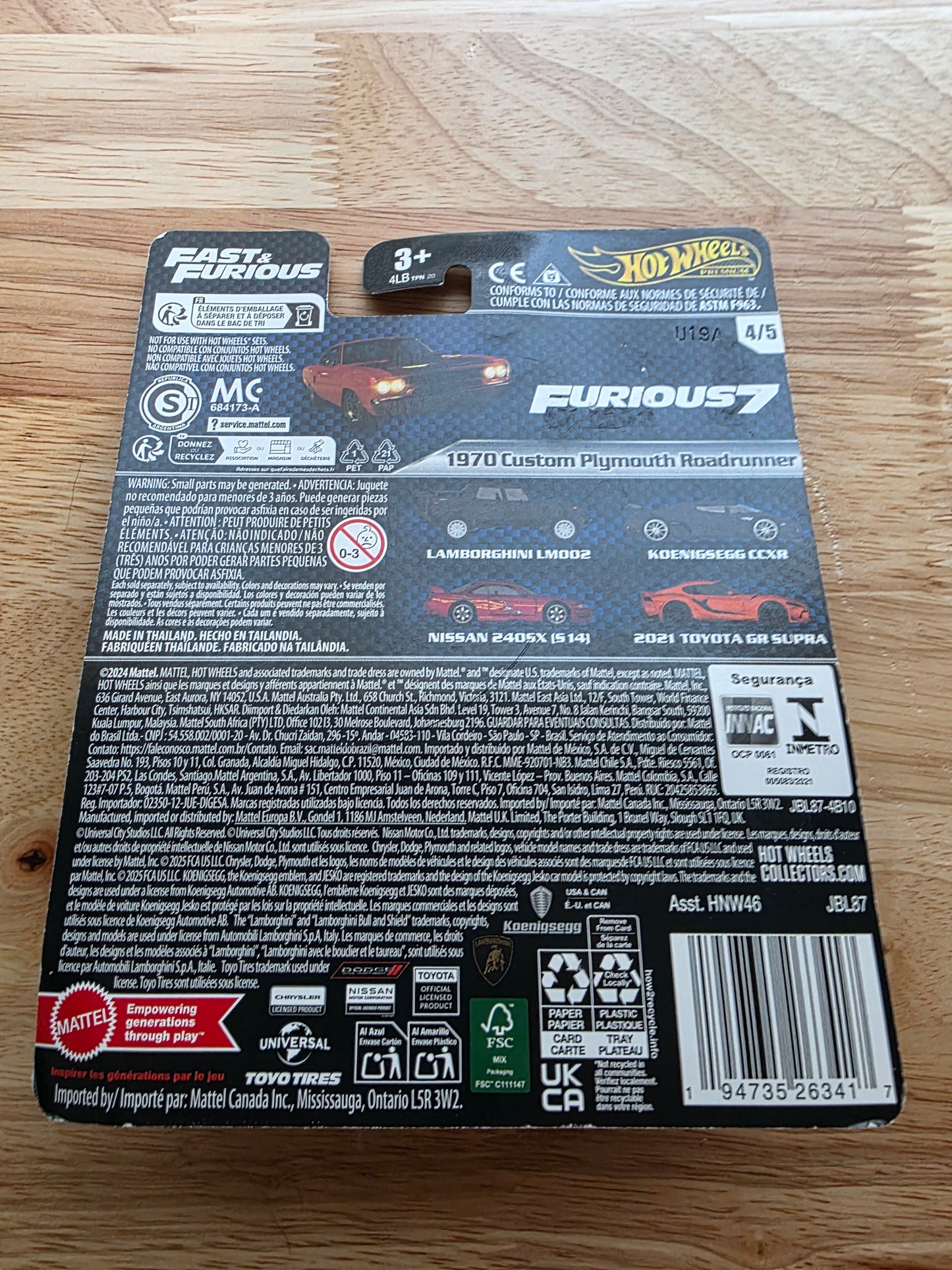 Hot Wheels 1970 Custom Plymouth Roadrunner back packaging