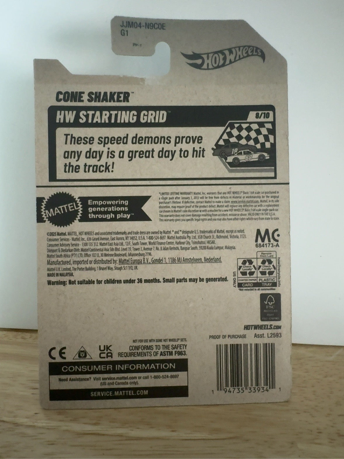 Hot Wheels 2025 Cone Shaker Treasure Hunt back package view