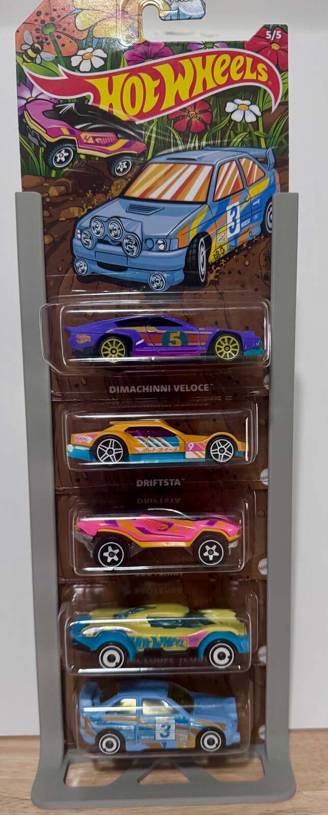 Hot Wheels Wildflowers Complete 5-Car Set w/ 3D Printed Display Rack