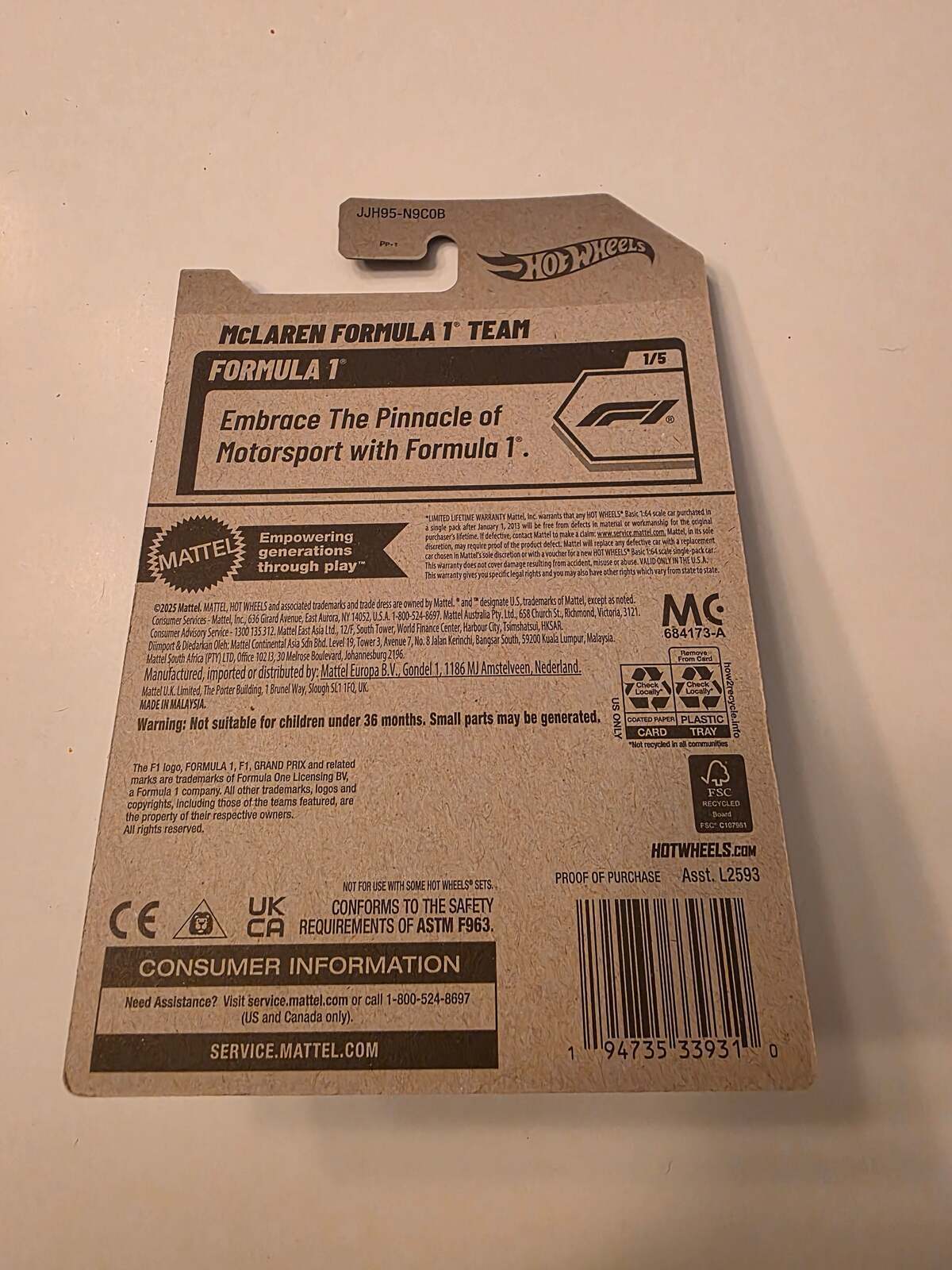 Hot Wheels McLaren Formula 1 Team | Formula 1 1/5 | 20/250