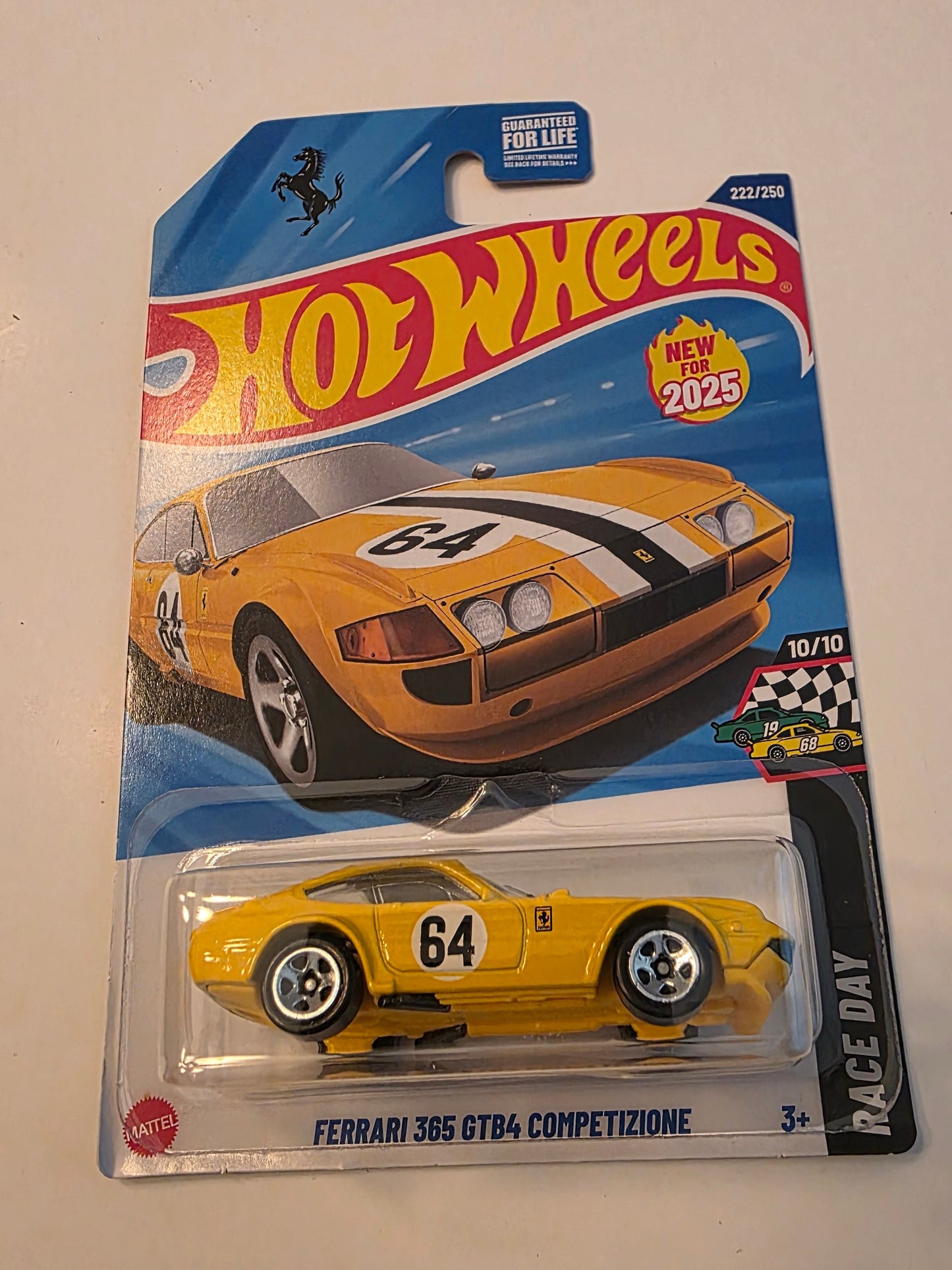 Hot Wheels Ferrari 365 GTB4 Competizione Yellow 2025 Mainline Race Day 222/250 New