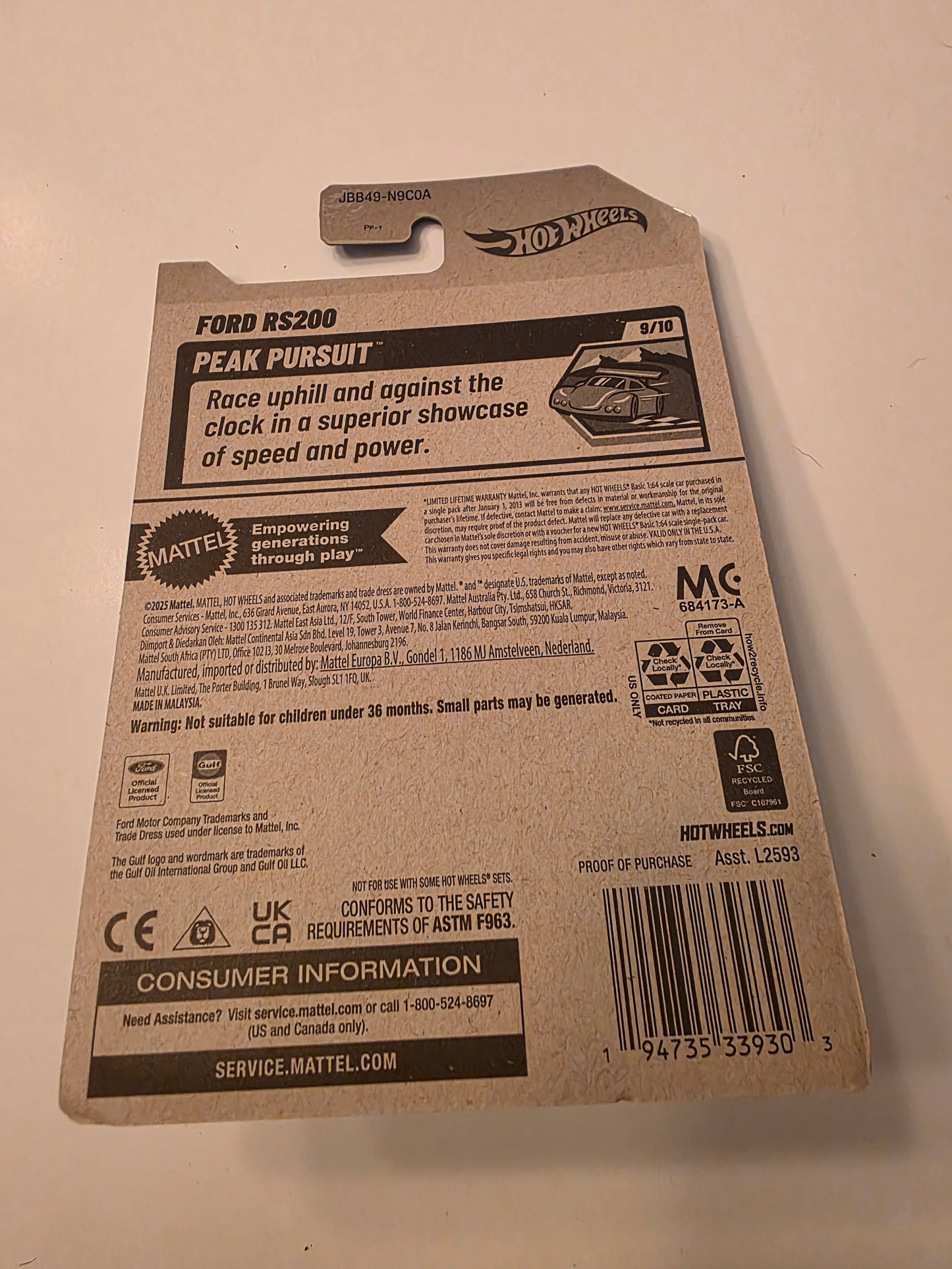Hot Wheels Ford RS200 2025 Mainline Peak Pursuit 247/250 New