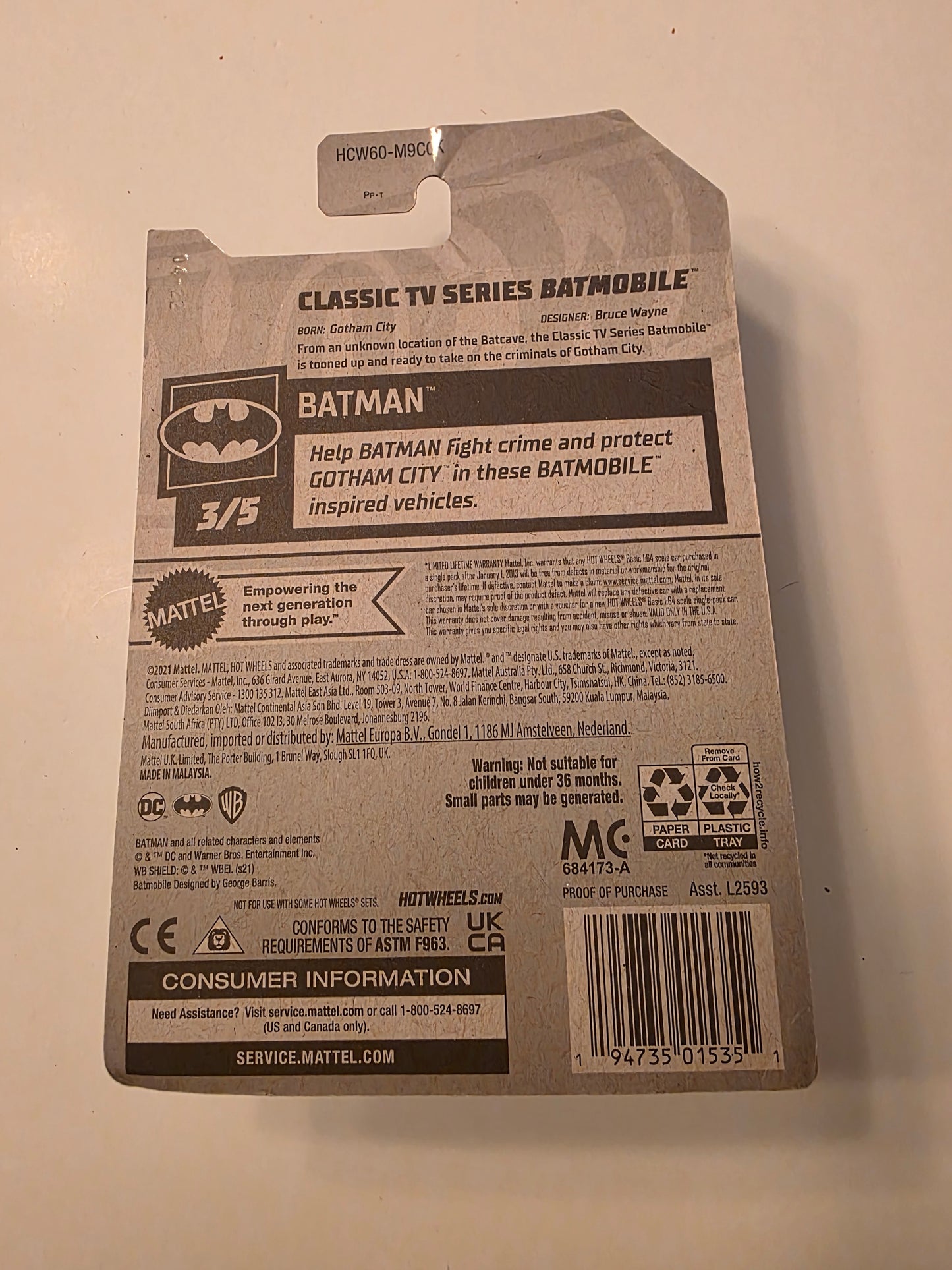 Hot Wheels Classic TV Series Batmobile | Batman 3/5 | 78/250 | 2022 | Showcase Ready