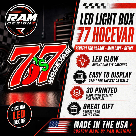 77 Hocevar-Inspired LED Racing Light Box | 3D Printed Sign