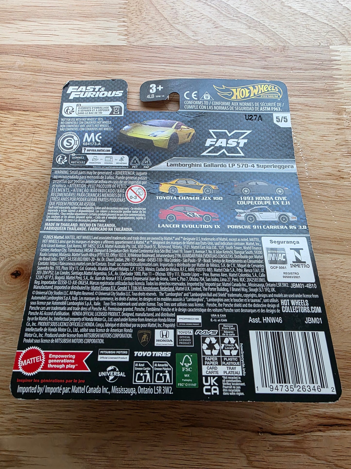 Hot Wheels Lamborghini Gallardo LP 570-4 Superleggera back packaging