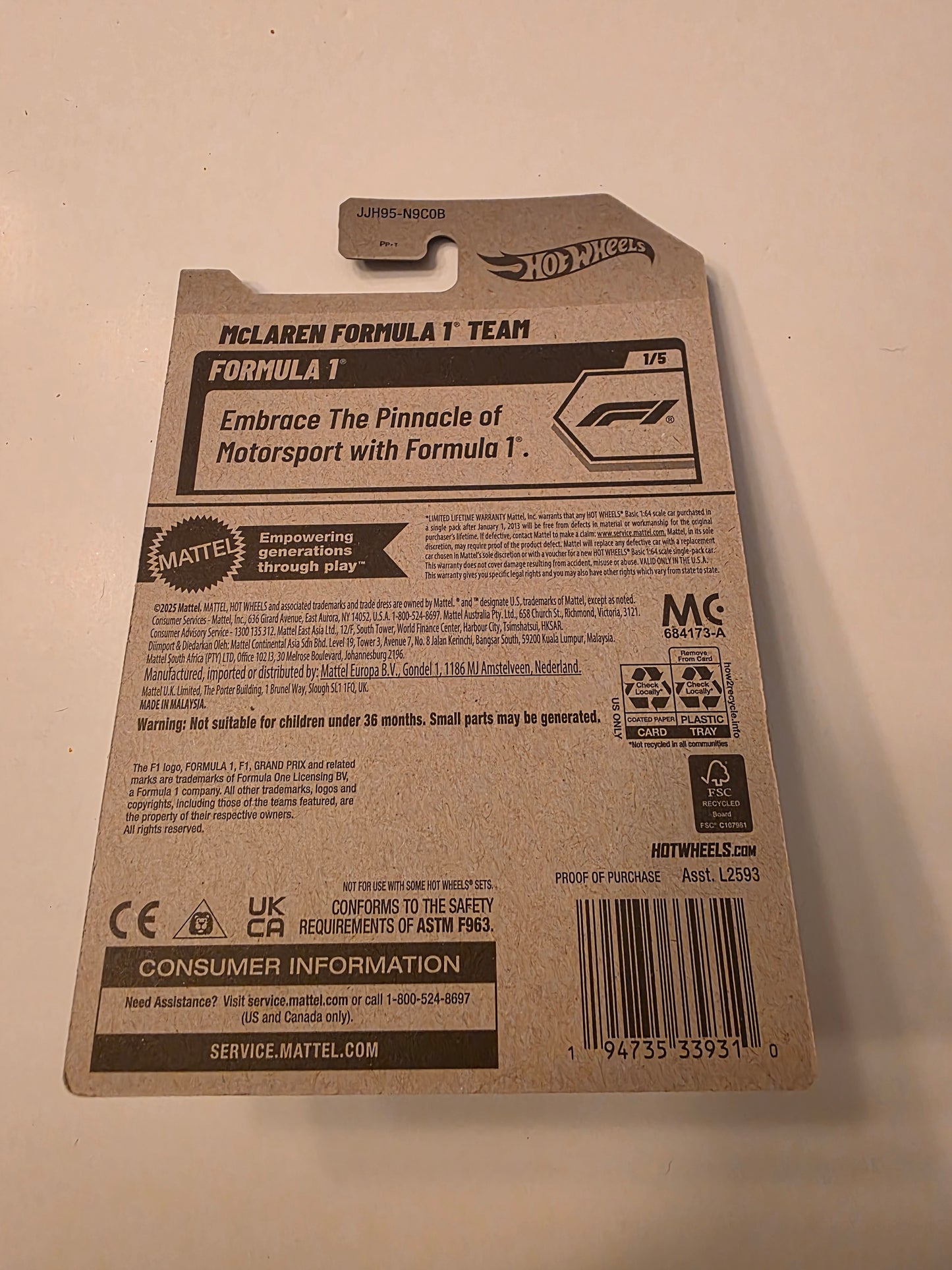 DC-0297 back - Hot Wheels McLaren Formula 1 Team