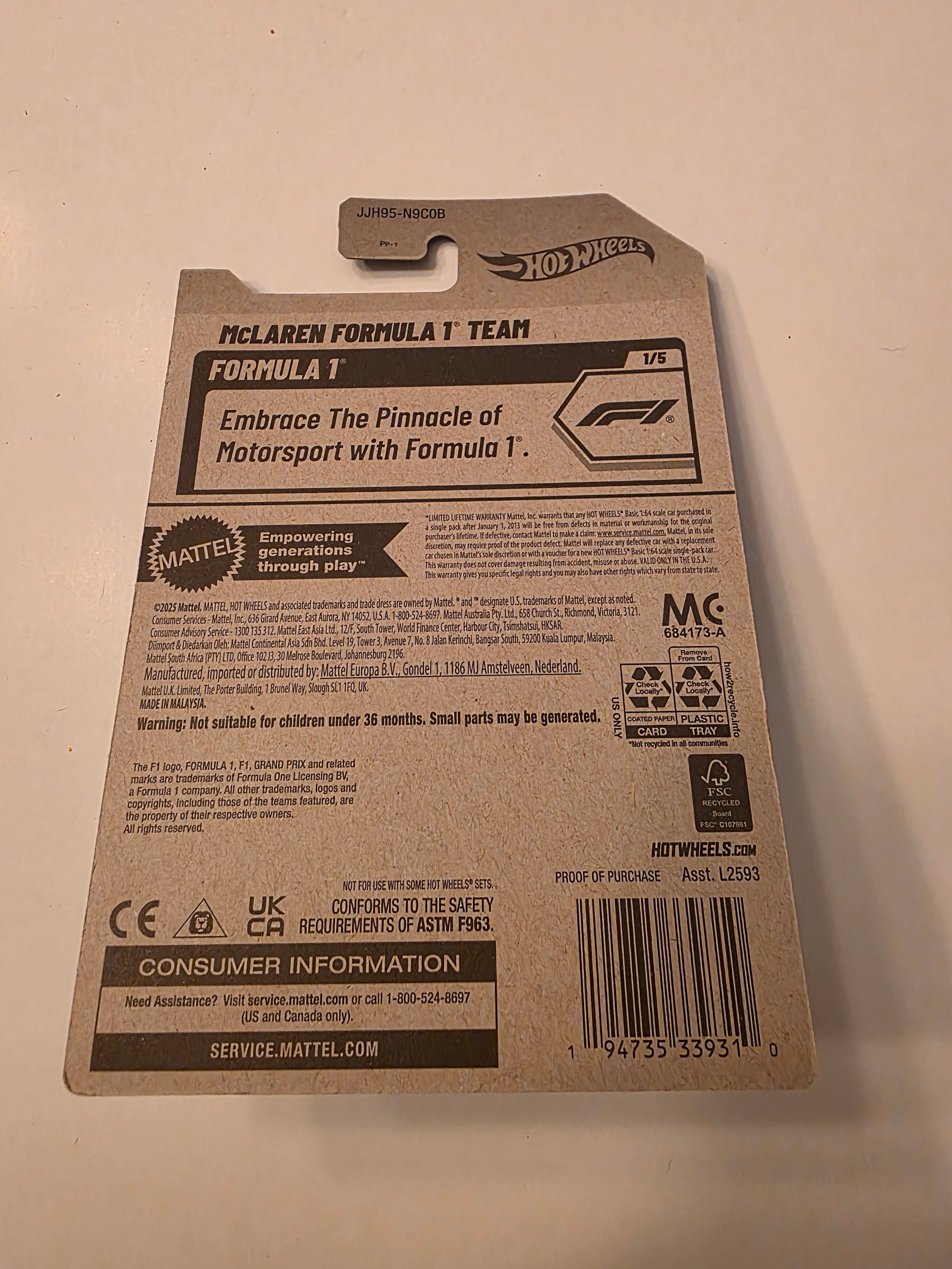DC-0297 back - Hot Wheels McLaren Formula 1 Team