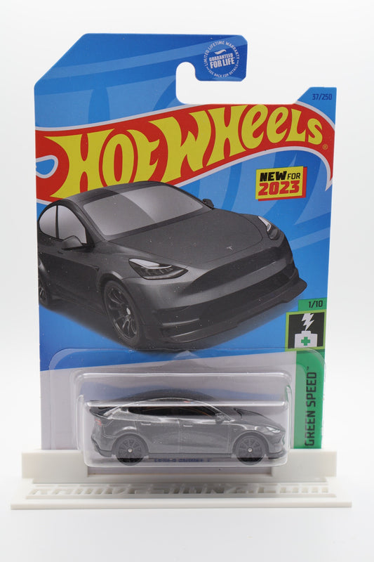 Hot Wheels Tesla Model Y gray HW Green Speed 1/10 37/250
