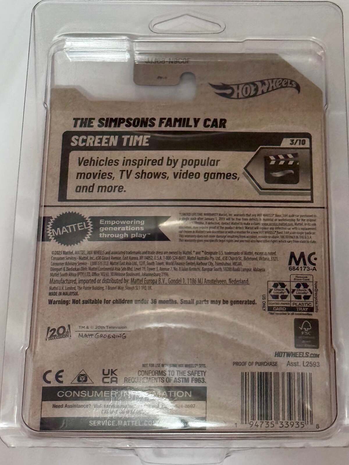 2026 Hot Wheels The Simpsons Family Car Screen Time 108/250