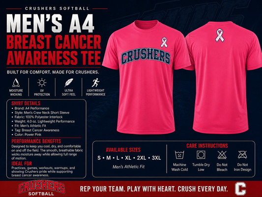 Crushers men's A4 breast cancer awareness performance tee product details