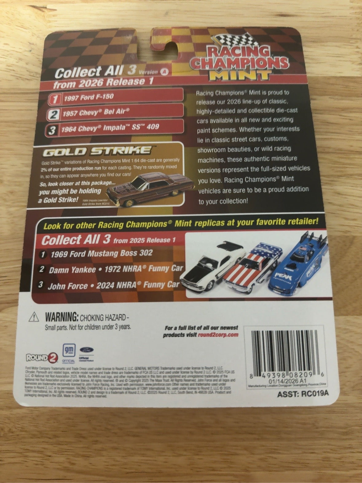 Racing Champions Mint 2026 1957 Chevy Bel Air back package view